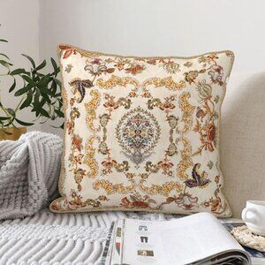 Vintage Ethnic Floral Decorative Pillow Cover 18x18 Inch
